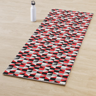 Modern Geometric Red Grey Black Pattern Yoga Mat