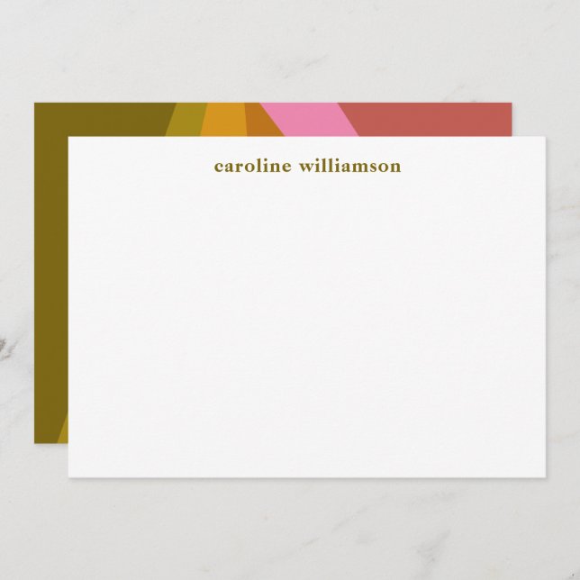 Modern Geometric Red Olive Green Monogrammed Card (Front/Back)