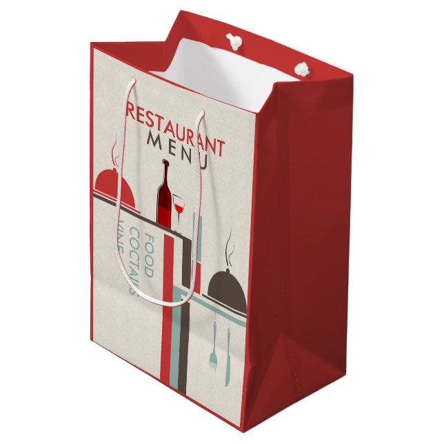 Modern geometric restaurant menu Design Medium Gift Bag (Front Angled)