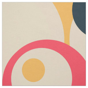 Modern Geometric Retro Circles Pattern Fabric