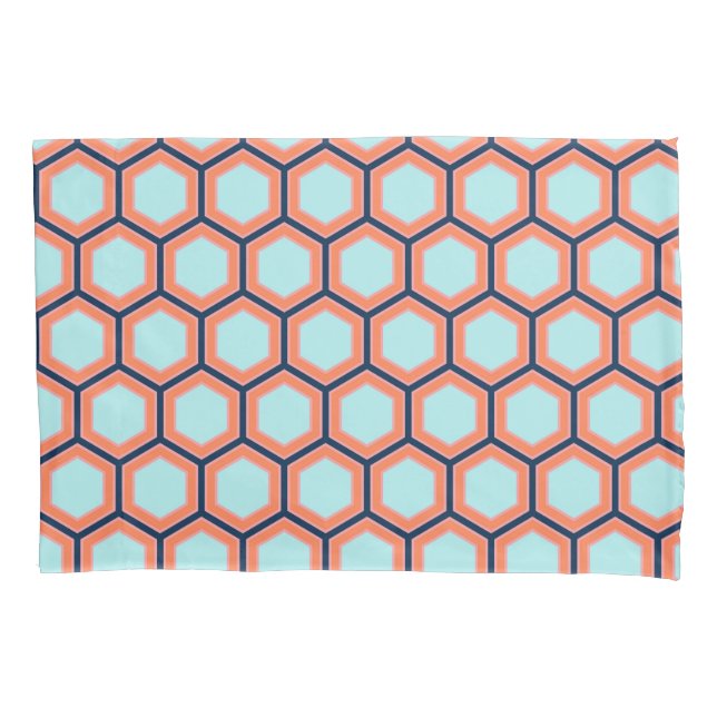 Modern Geometric Retro HoneyComb Pattern #2 Pillowcase (Front)