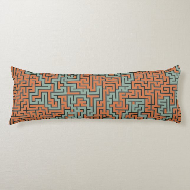Modern Geometric Retro Maze Pattern Body Cushion (Front)