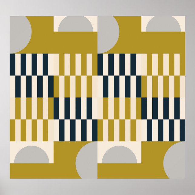 Modern geometric, retro Scandinavian pattern Poster (Front)