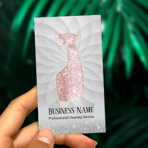 Modern Geometric Rose Gold Glitter Spray Cleaning Business Card