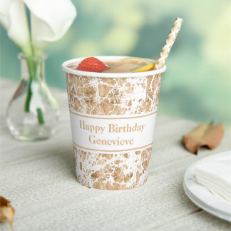 Modern geometric rose gold marble memento paper cups