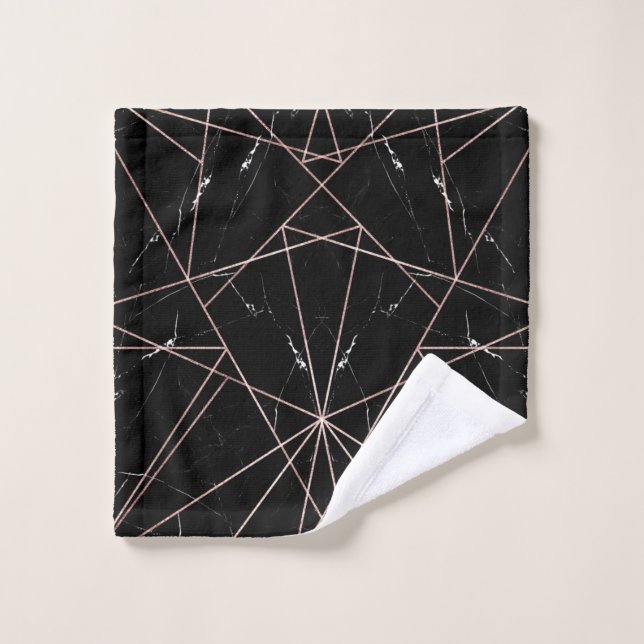 Modern Geometric Rose Gold Marble Triangles Wash Cloth (Wash Cloth)