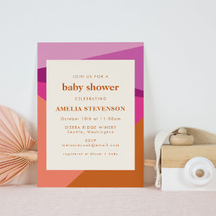 Modern Geometric Rust Lilac Coral Baby Shower Invitation