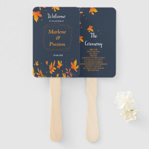 Modern Geometric Rustic Fall Leaves Autumn Hand Fan
