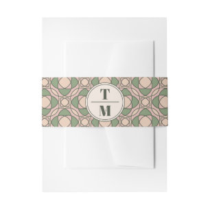 Modern Geometric Sage Green Wedding Invitation Be Belly Band
