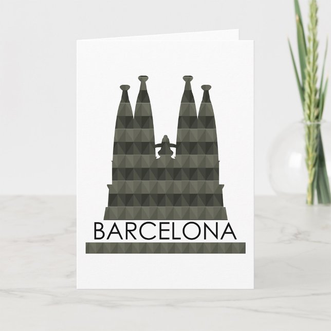 Modern Geometric Sagrada Familia Barcelona Skyline Card (Creator Uploaded)