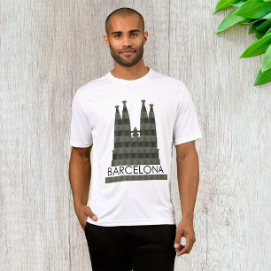 Modern Geometric Sagrada Familia Barcelona Skyline T-Shirt