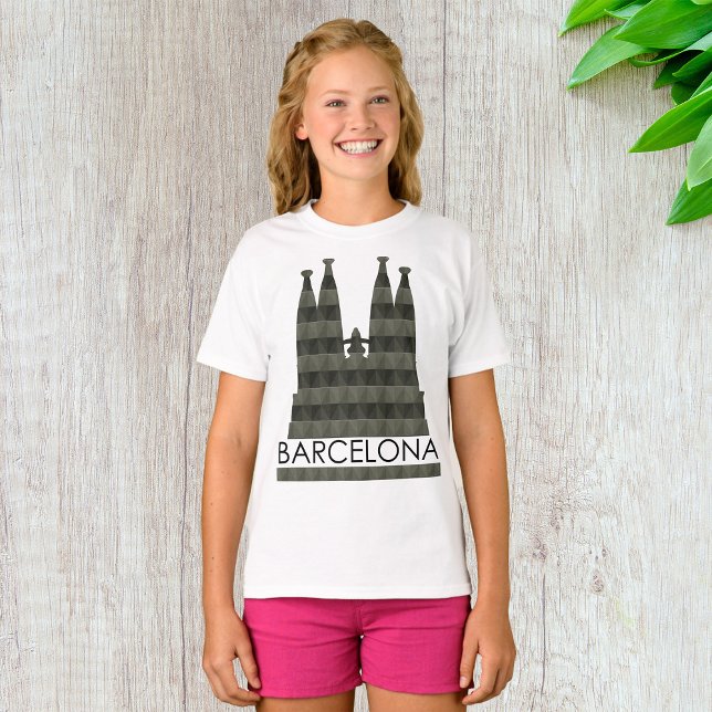 Modern Geometric Sagrada Familia Barcelona Skyline T-Shirt (Creator Uploaded)