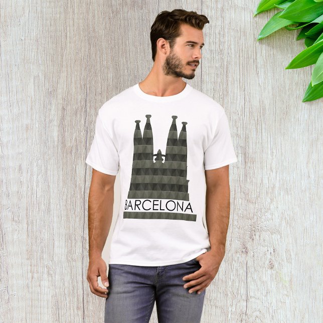 Modern Geometric Sagrada Familia Barcelona Skyline T-Shirt (Creator Uploaded)
