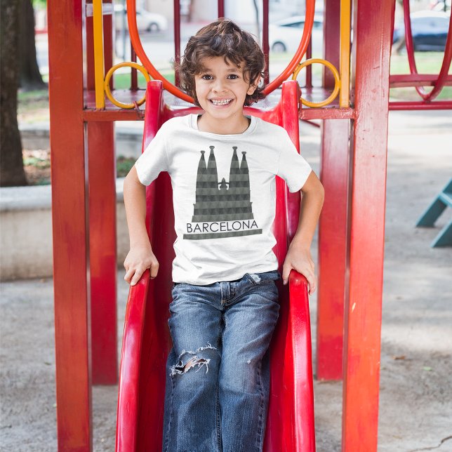 Modern Geometric Sagrada Familia Barcelona Skyline T-Shirt (Creator Uploaded)