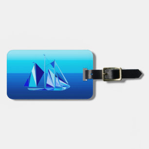 Modern Geometric Sailboat / Yacht, Cobalt Blue Lug Luggage Tag