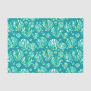 Modern Geometric Seashells, Aqua and Turquoise Tissue Paper