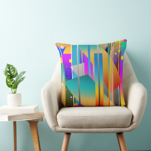 Modern Geometric Shapes Abstract Pattern  Cushion