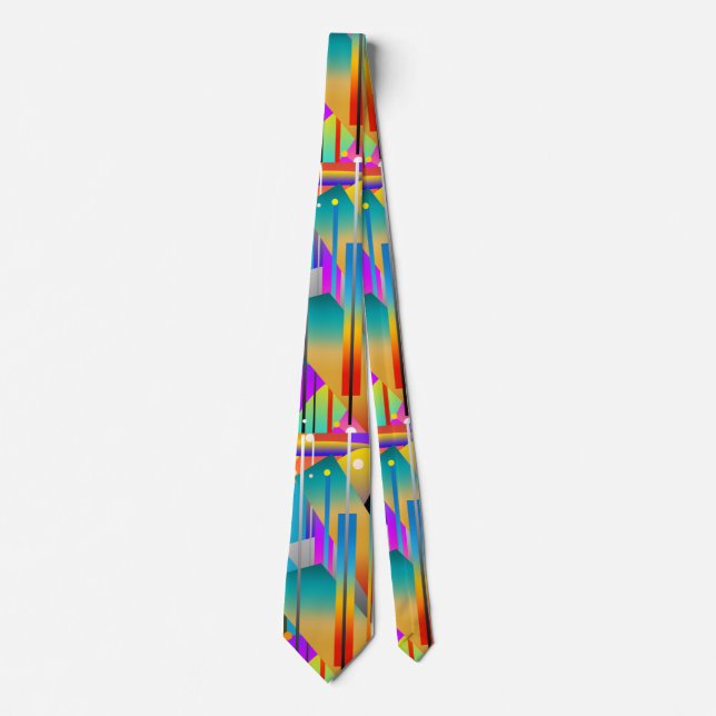 Modern Geometric Shapes Abstract Pattern  Tie (Front)