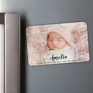 Modern Geometric Shapes Birth Announcement Magnet