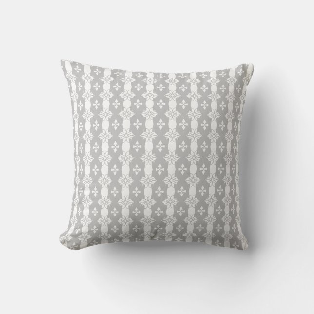 Modern Geometric Shapes in Light Grey & White Cushion (Front)