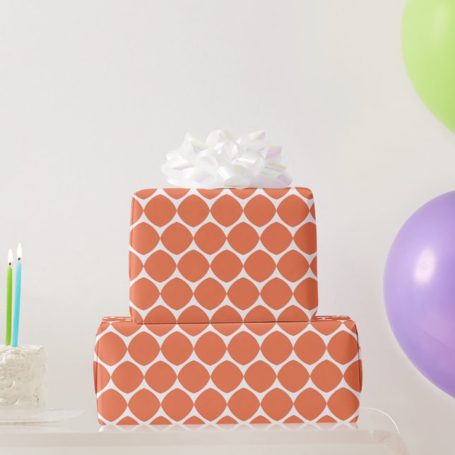 Modern Geometric Shapes Pattern in Orange  Wrapping Paper (Party Gifts)
