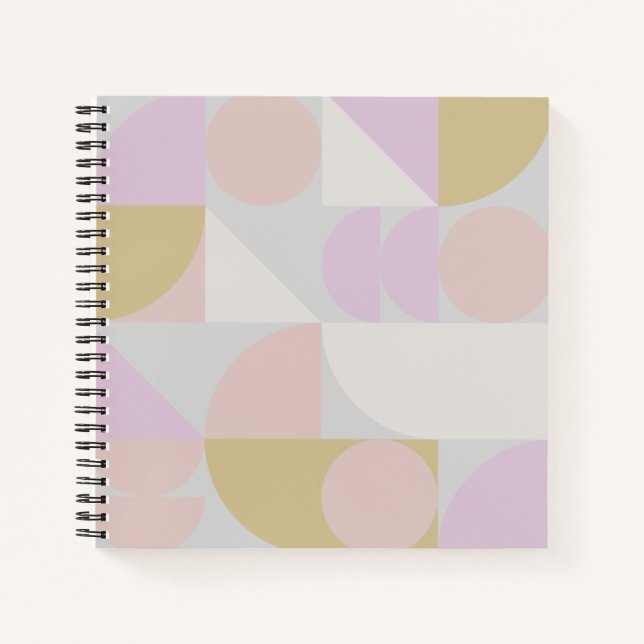Modern Geometric Shapes Pattern in Winter Pastels Notebook (Front)