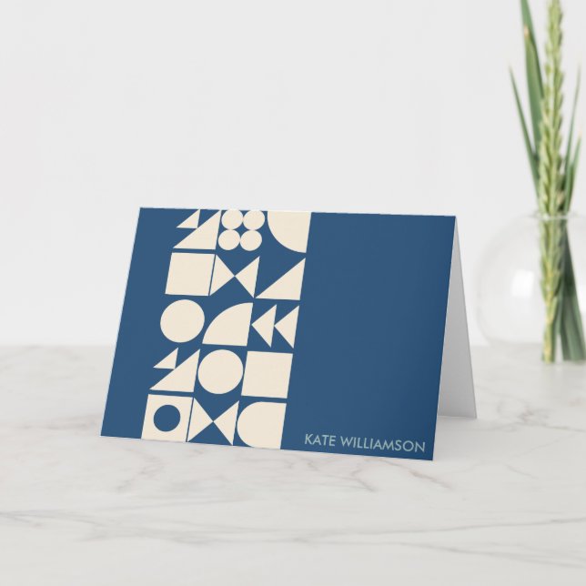 Modern Geometric Shapes Personalised Bold Blue Card (Front)
