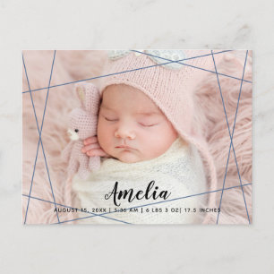 Modern Geometric Shapes Photo Brith Announcement Postcard