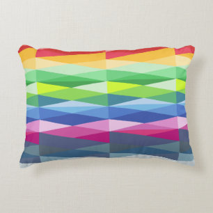 Modern Geometric Shapes Rainbow Pattern Decorative Cushion