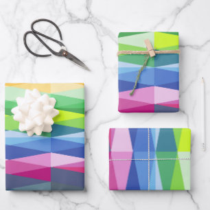 Modern Geometric Shapes Rainbow Pattern Wrapping Paper Sheet