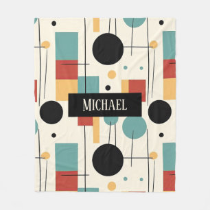 Modern Geometric Shapes With Name Fleece Blanket