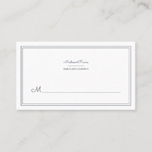 Modern Geometric Simple Blue Wedding Place Card