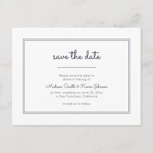 Modern Geometric   Simple Blue Wedding Postcard