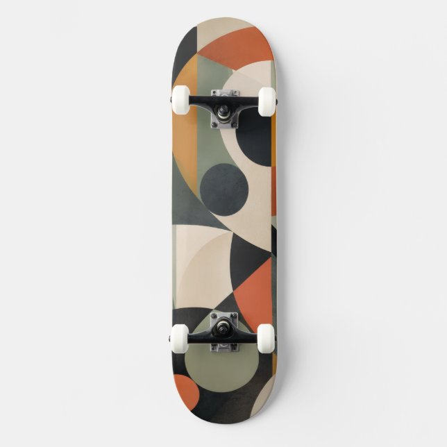 Modern Geometric Skateboard Deck & Trucks/Wheels (Front)