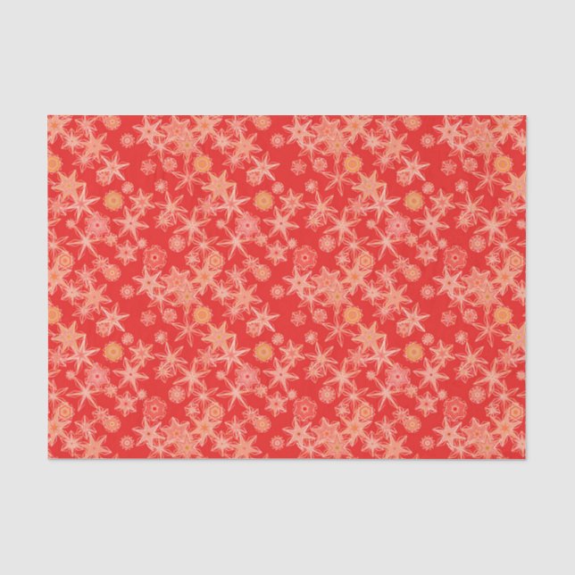 Modern Geometric Snowflakes, Mandarin Orange Tissue Paper (Front)