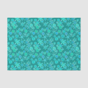 Modern Geometric Snowflakes, Turquoise and Aqua Tissue Paper