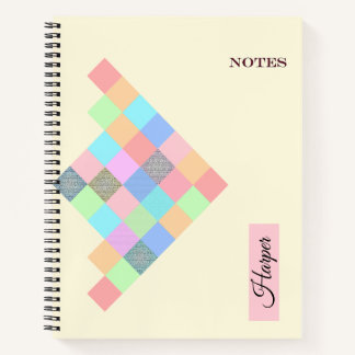 Modern Geometric Spiral Notebook with Custom Name