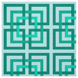 Modern Geometric Squares, Aqua and Turquoise Fabric