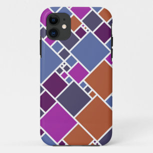Modern Geometric Squares   Brown Purple Grey Case-Mate iPhone Case