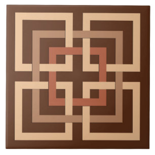 Modern Geometric Squares, Chocolate Brown and Tan Tile