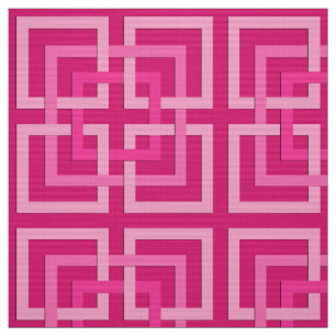 Modern Geometric Squares, Fuchsia and Light Pink Fabric