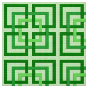 Modern Geometric Squares, Mint Green and Emerald Fabric