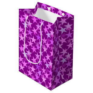 Modern Geometric Stars, Amethyst Purple and Orchid Medium Gift Bag