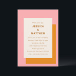 Modern Geometric Stylish Wedding Pink and Orange Invitation<br><div class="desc">Modern Geometric Bold Pink and Orange Stylish Wedding Invitation</div>