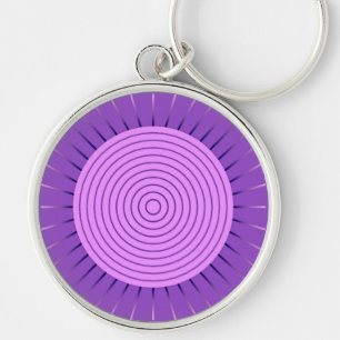 Modern Geometric Sunburst - Amethyst Purple Key Ring