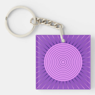 Modern Geometric Sunburst - Amethyst Purple Key Ring