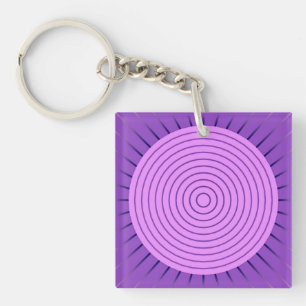 Modern Geometric Sunburst - Amethyst Purple Key Ring