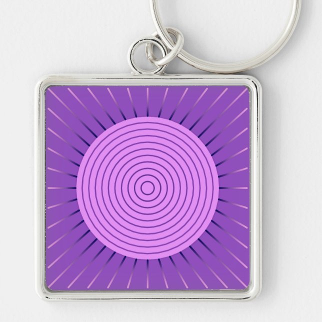 Modern Geometric Sunburst - Amethyst Purple Key Ring (Front)