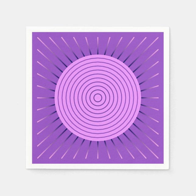 Modern Geometric Sunburst - Amethyst Purple Napkin (Front)