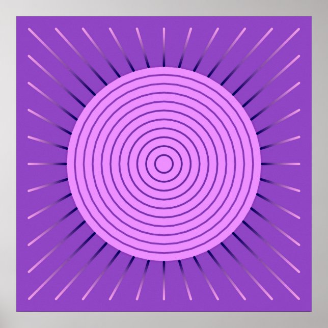 Modern Geometric Sunburst - Amethyst Purple Poster (Front)